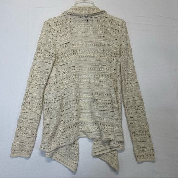 INC International Concepts Open Front Loose Knit Cardigan Medium cream crochet - Picture 5 of 6